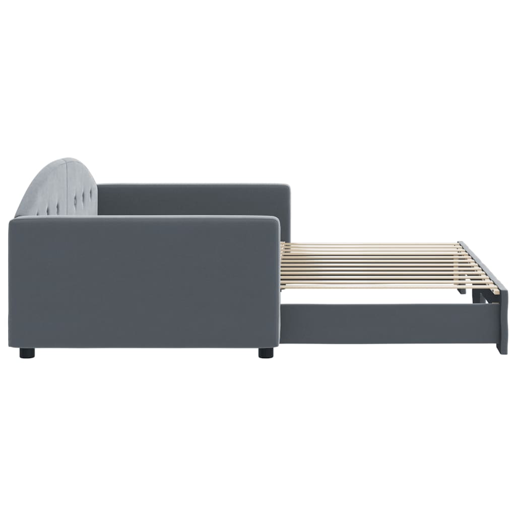 Sofá-cama com gavetão 100x200 cm veludo cinzento-escuro