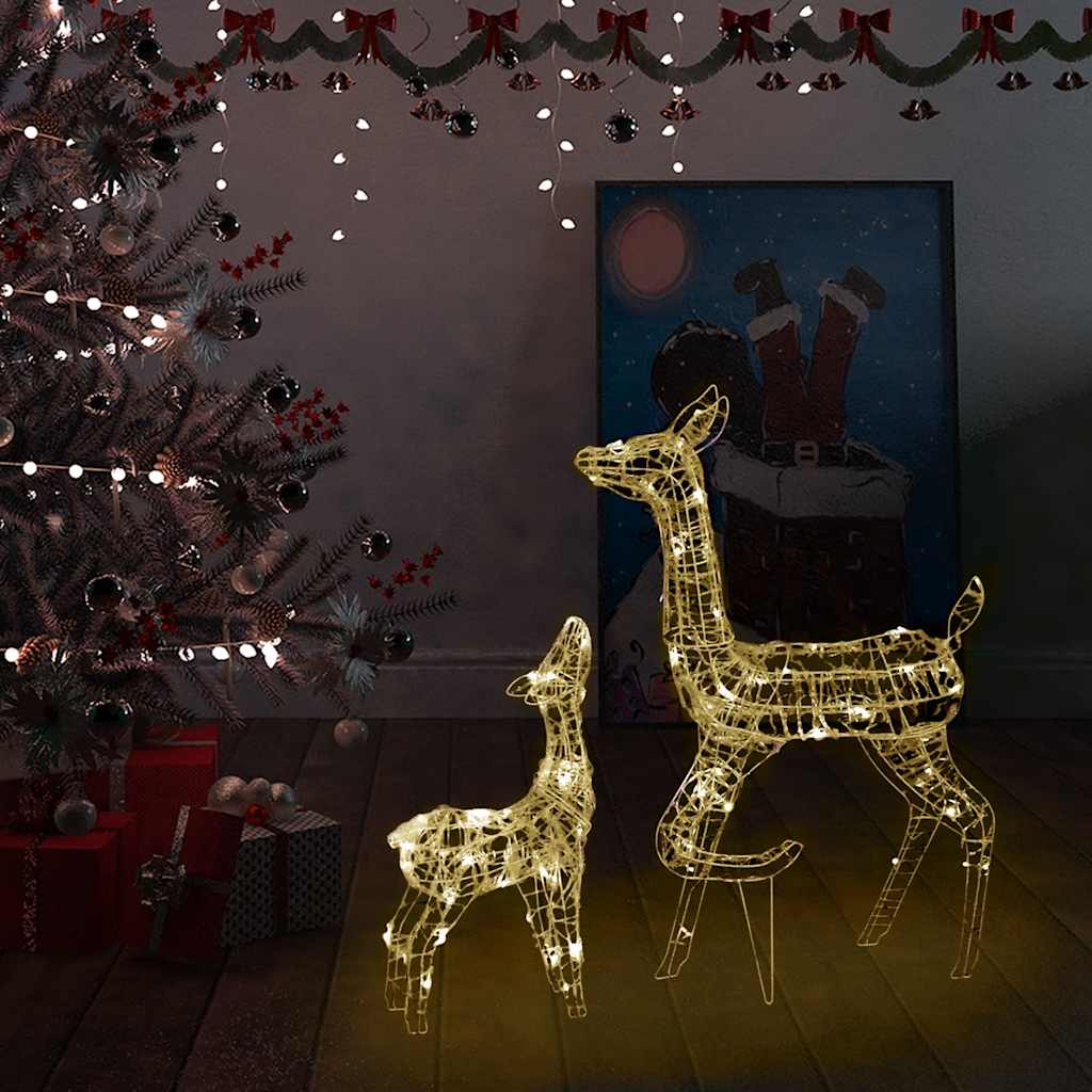 Família de renas decorativa 160 leds acrílico branco quente