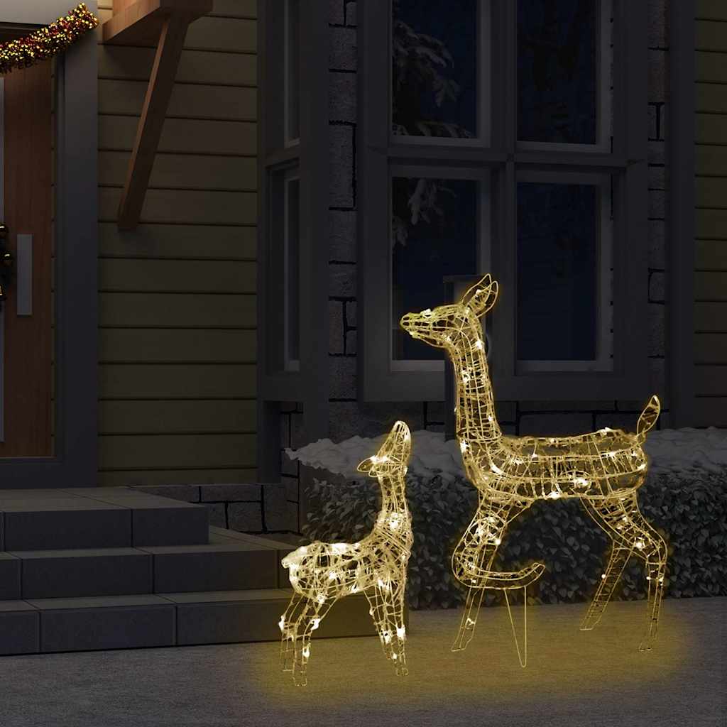 Família de renas decorativa 160 leds acrílico branco quente