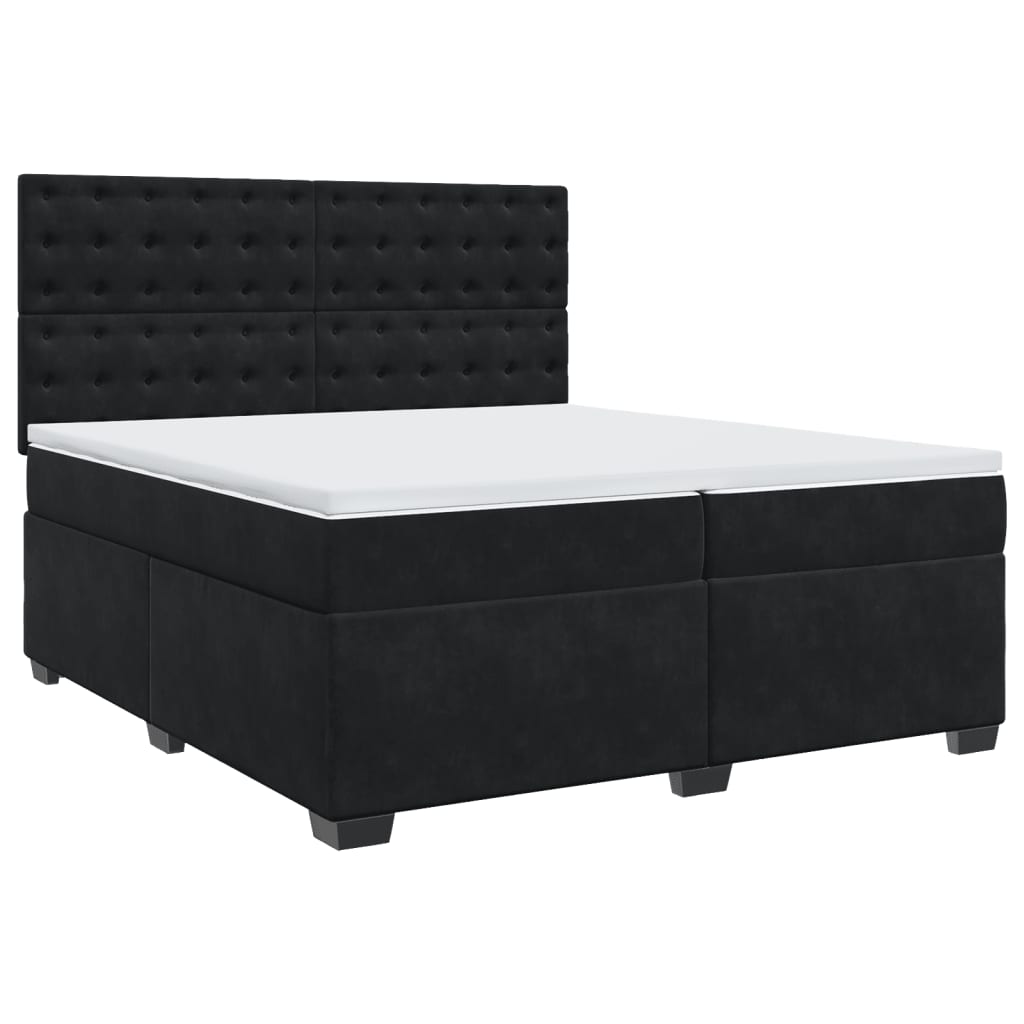 Cama com molas/colchão 200x200 cm veludo preto