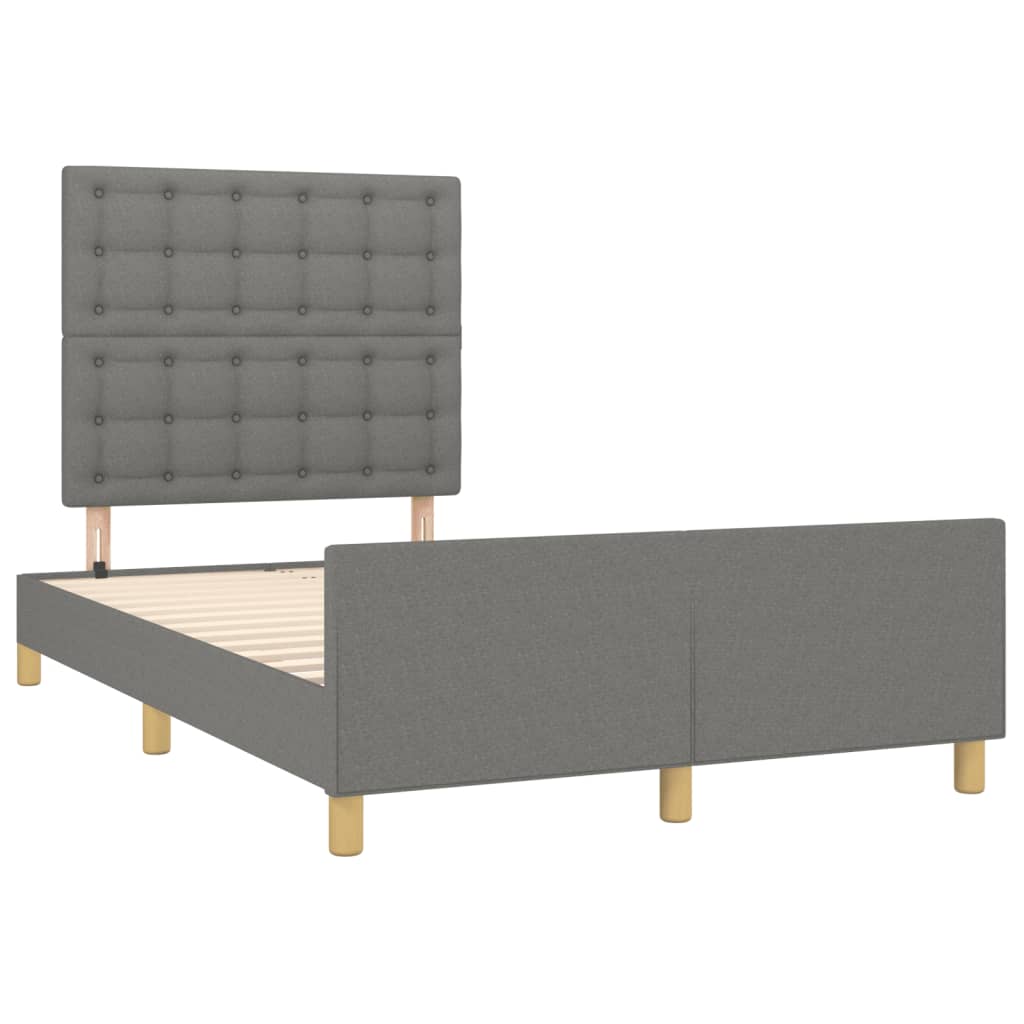 Estrutura de cama sem colchão cinza escuro 120x190 cm tecido