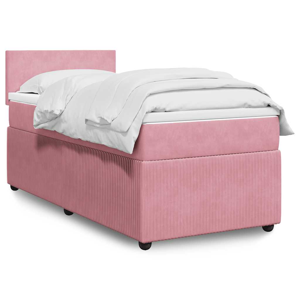 Cama com molas/colchão 100x200 cm veludo rosa