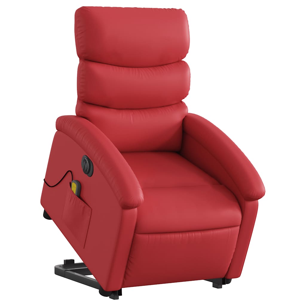 Poltrona reclinável elevatória elétrica couro artif. vermelho