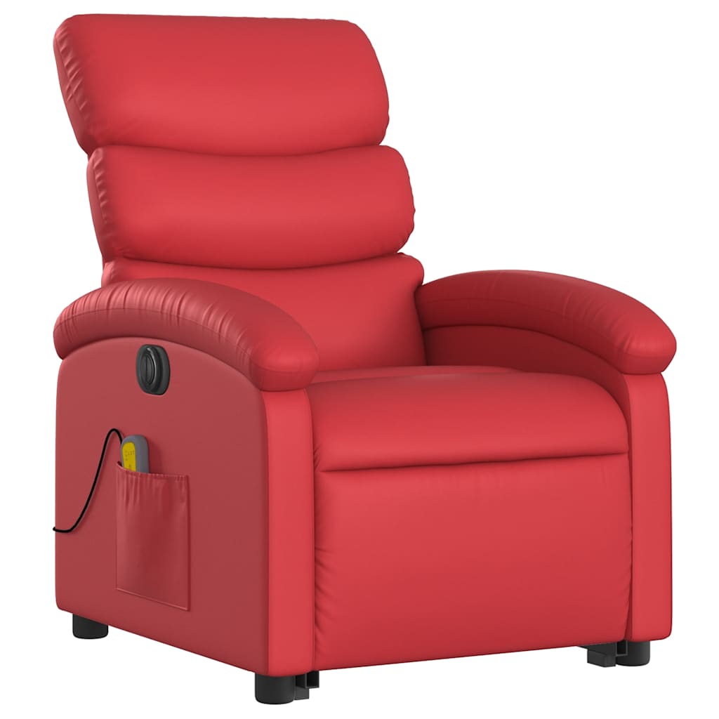 Poltrona reclinável elevatória elétrica couro artif. vermelho