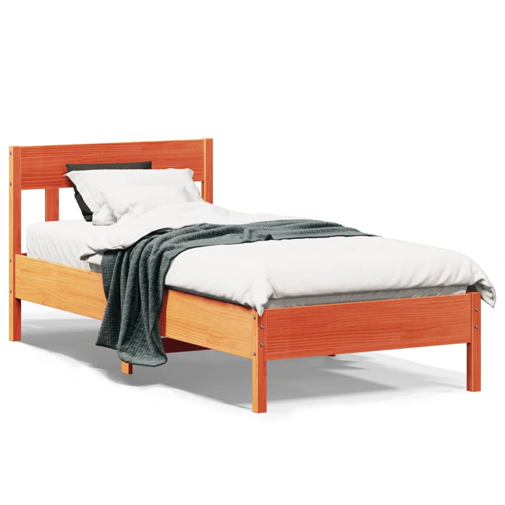 Cama sem colchão 90x200 cm pinho maciço castanho-mel