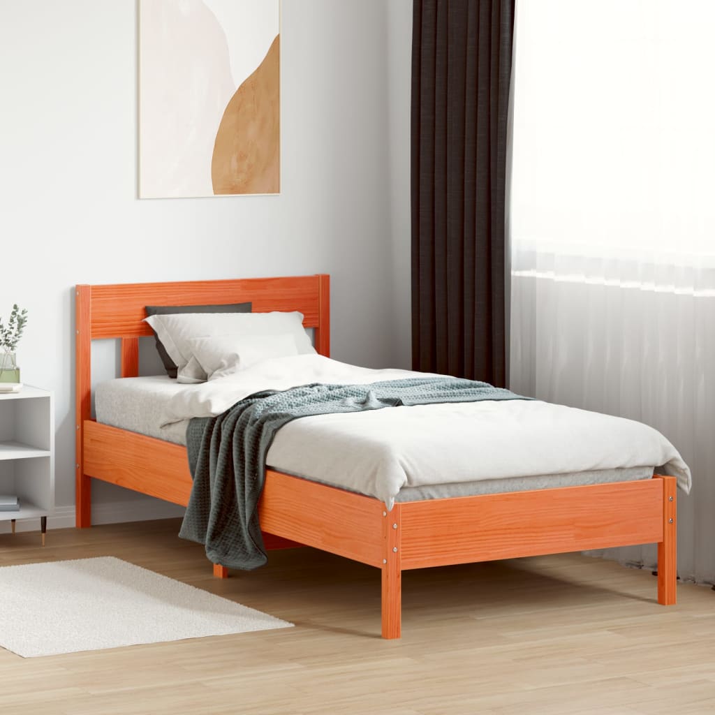Cama sem colchão 90x200 cm pinho maciço castanho-mel