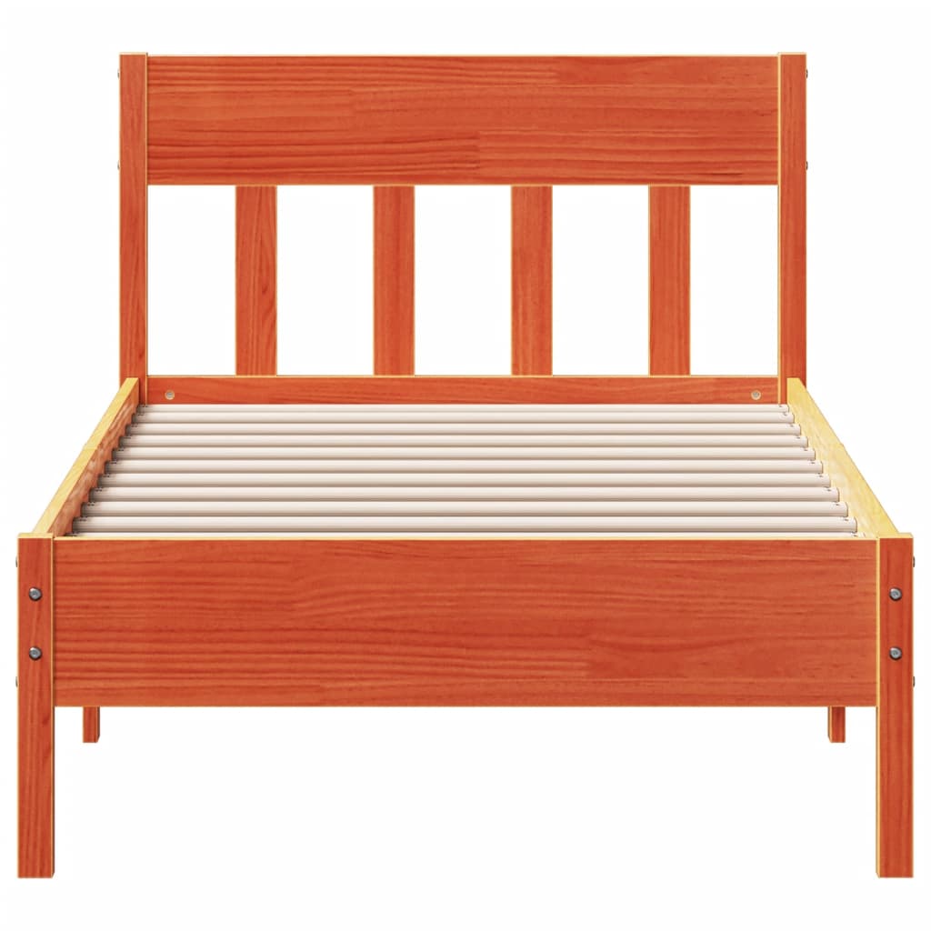 Cama sem colchão 90x200 cm pinho maciço castanho-mel