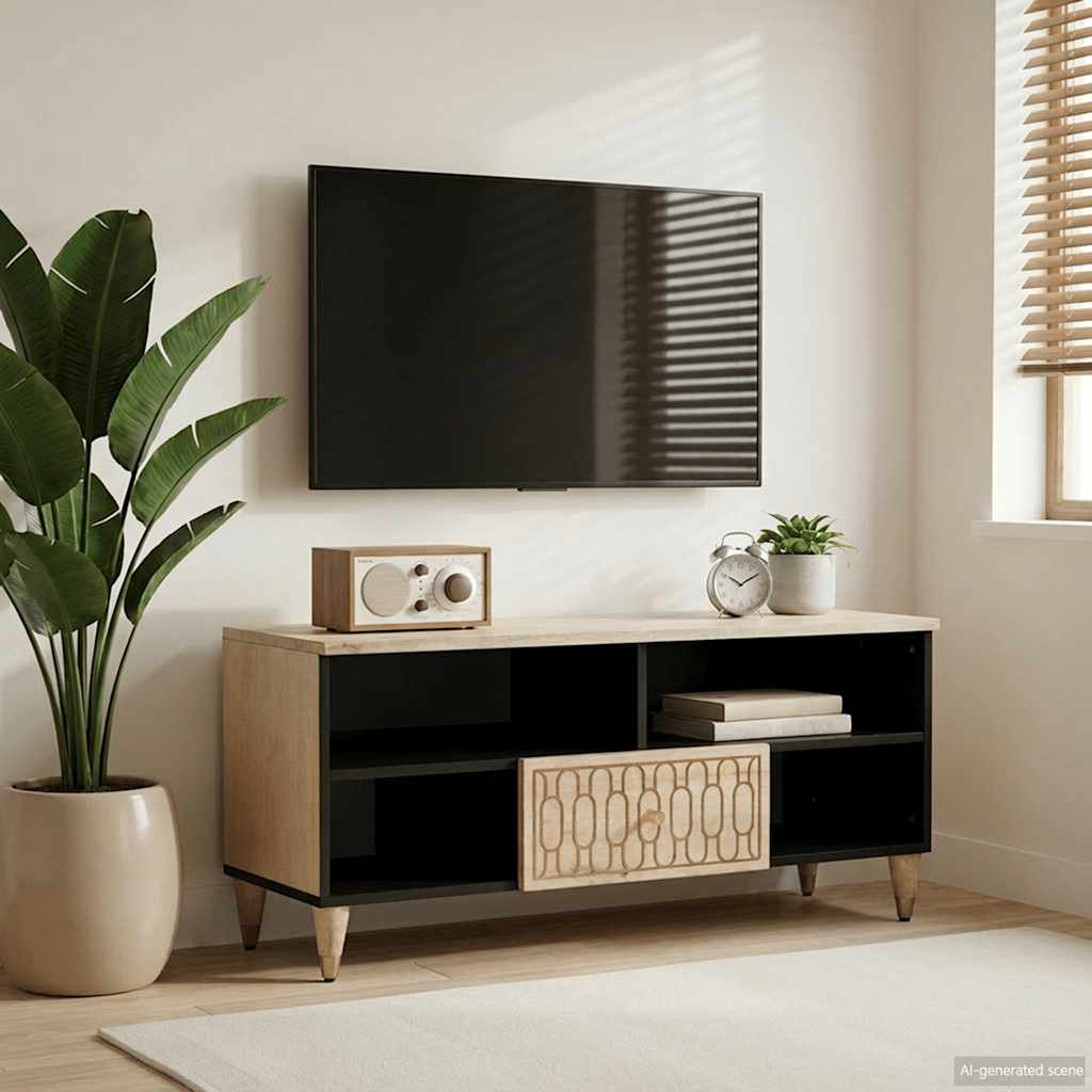 Móvel de TV 100x33x46 cm madeira de mangueira maciça