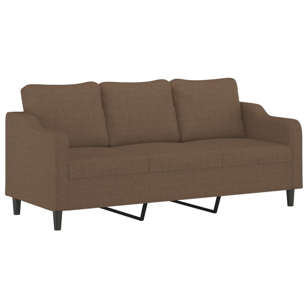 3 Pcs conjunto de sofás com almofadas tecido castanho