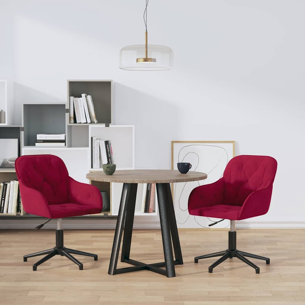 Cadeiras de jantar giratórias 2 pcs veludo vermelho tinto