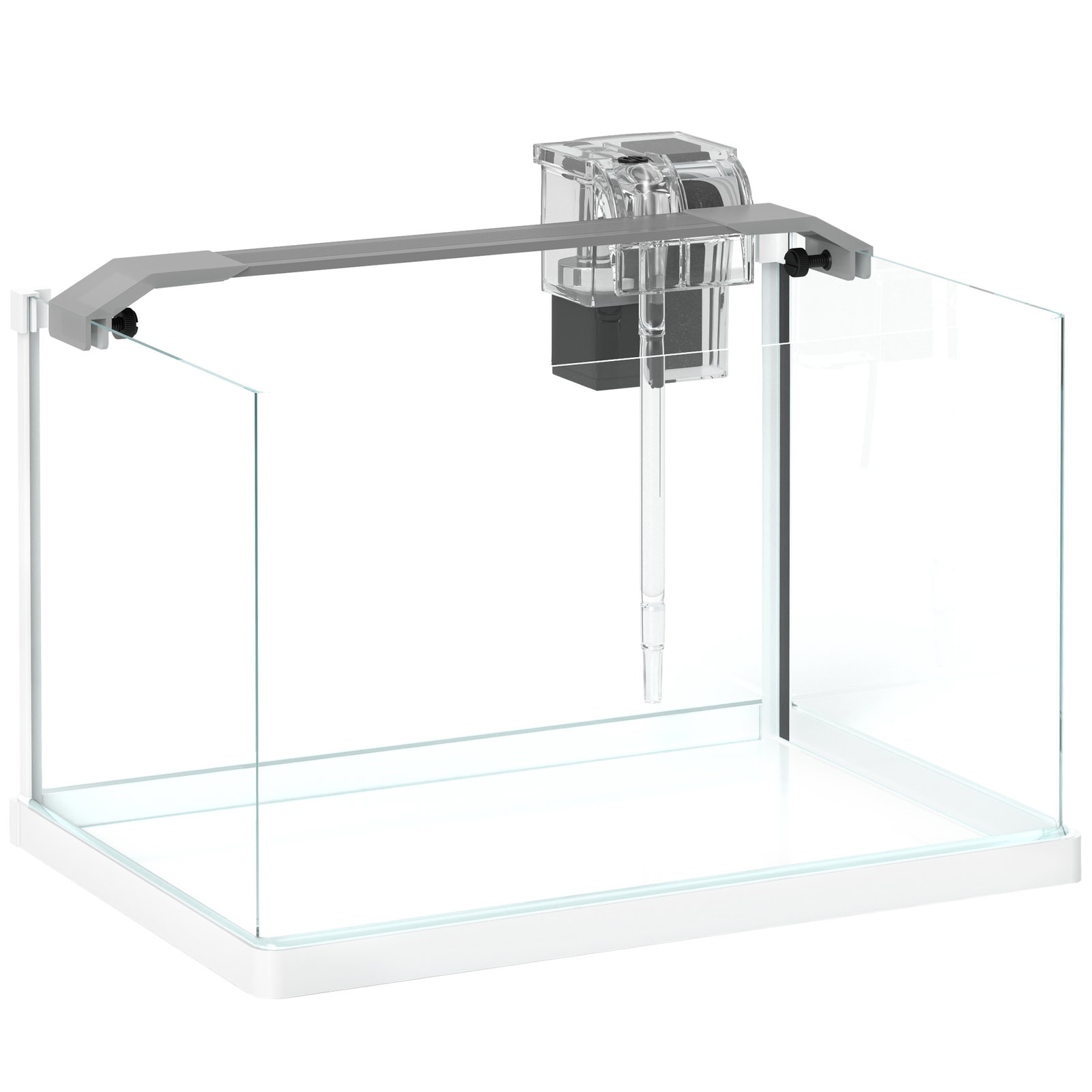 Aquário de vidro com luzes LED aquário de 20l com bomba de filtragem 38x26x27 cm branco