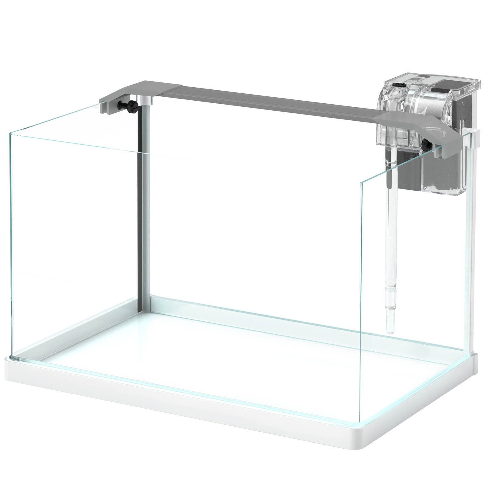 Aquário de vidro com luzes LED aquário de 20l com bomba de filtragem 38x26x27 cm branco