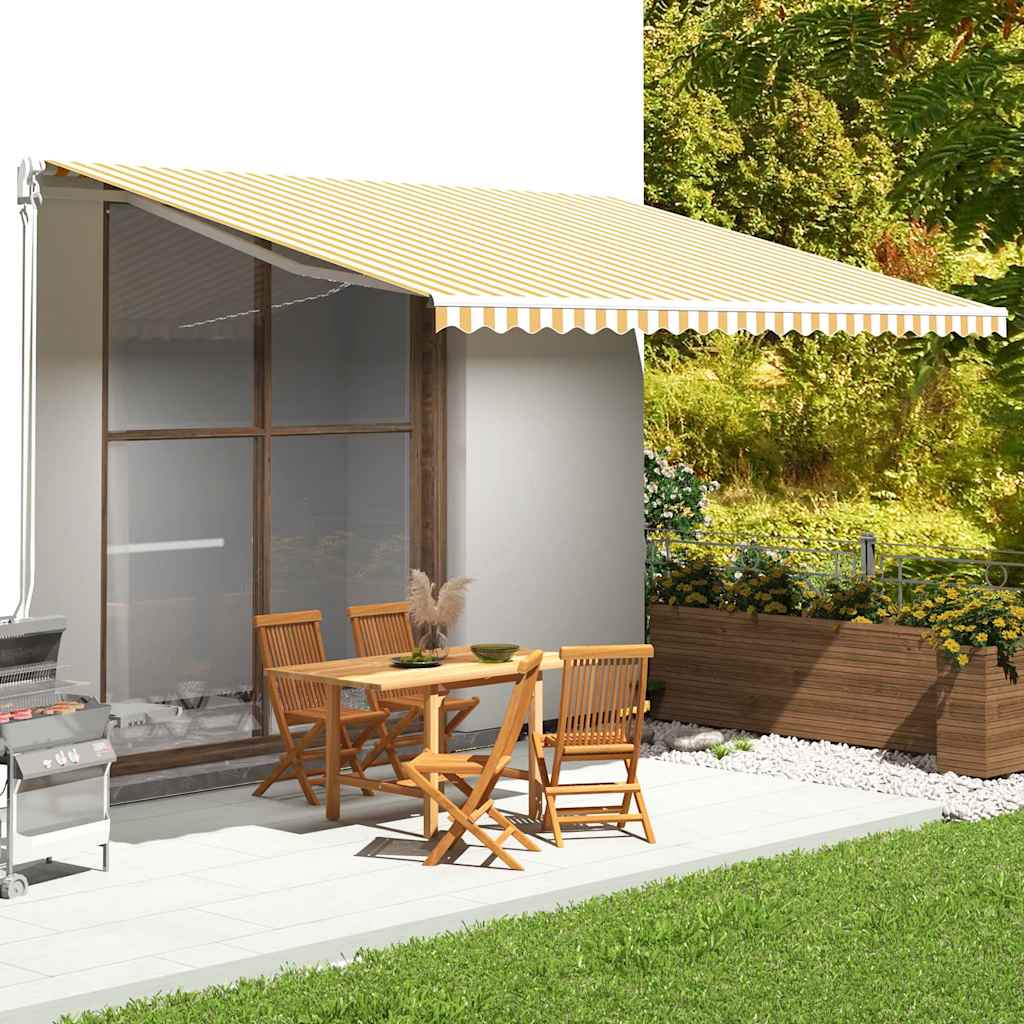Tecido de substituição para toldo amarelo e branco 500x350 cm poliéster