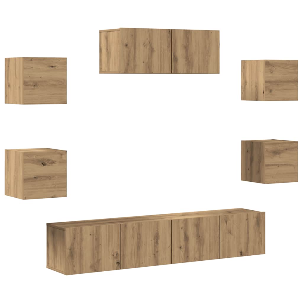 Conjunto de armário TV parede 7 pcs carvalho artisiano