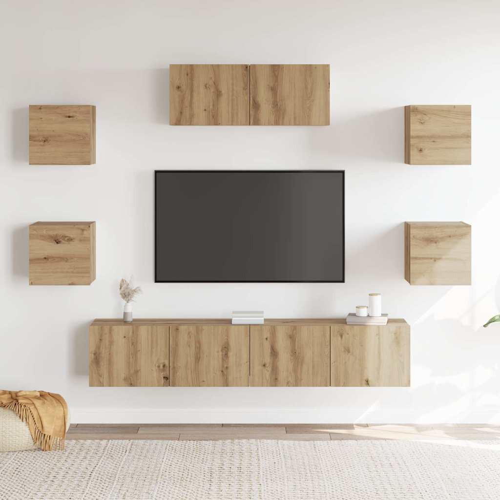 Conjunto de armário TV parede 7 pcs carvalho artisiano