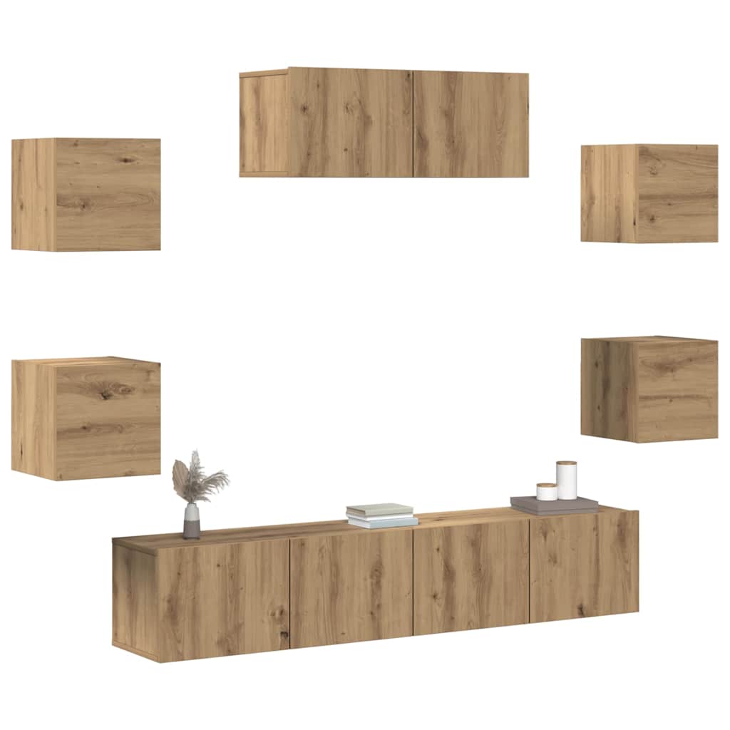 Conjunto de armário TV parede 7 pcs carvalho artisiano