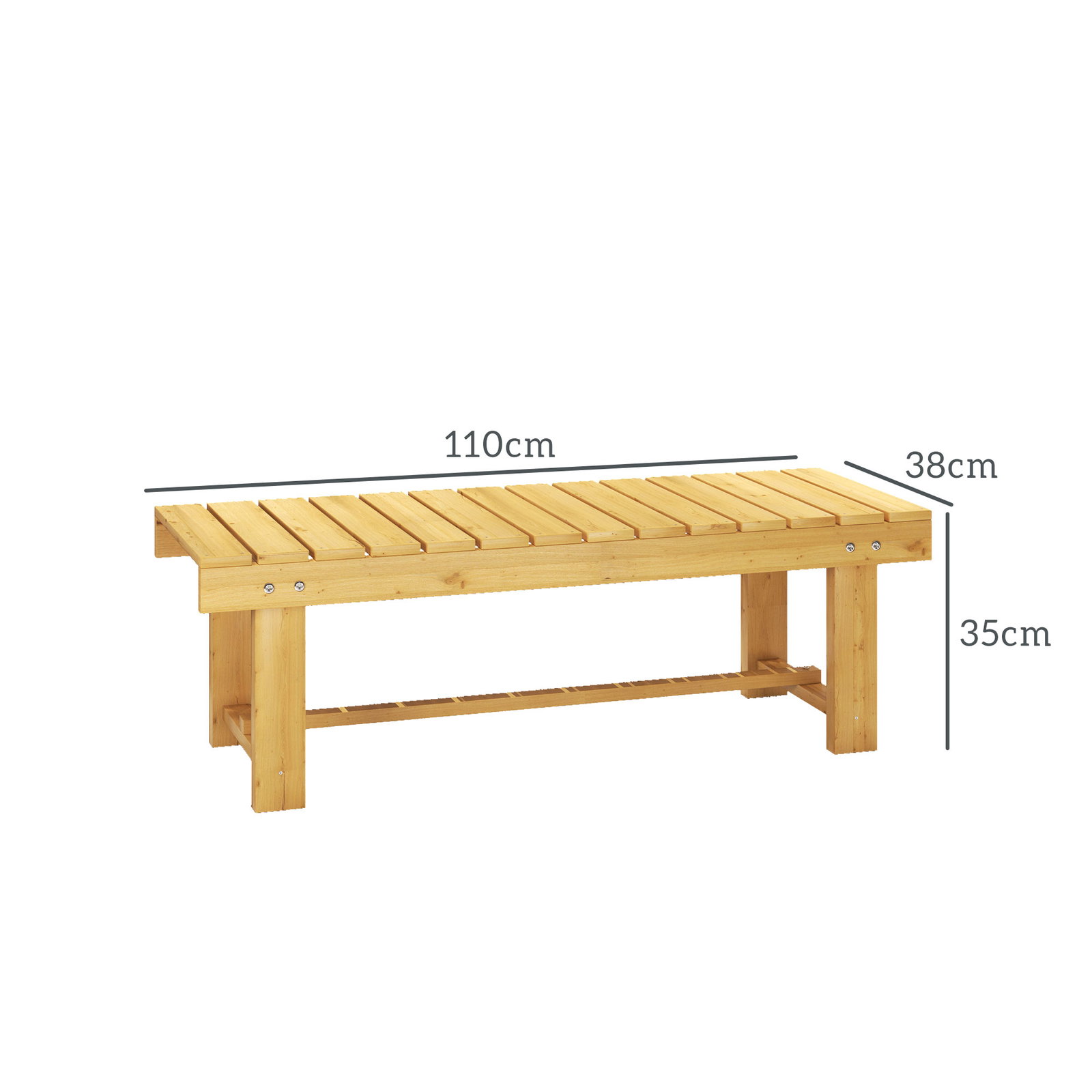 Banco de jardim de 2 lugares banco de madeira carga 250 kg banco para pátio exterior 110x38x35 cm madeira