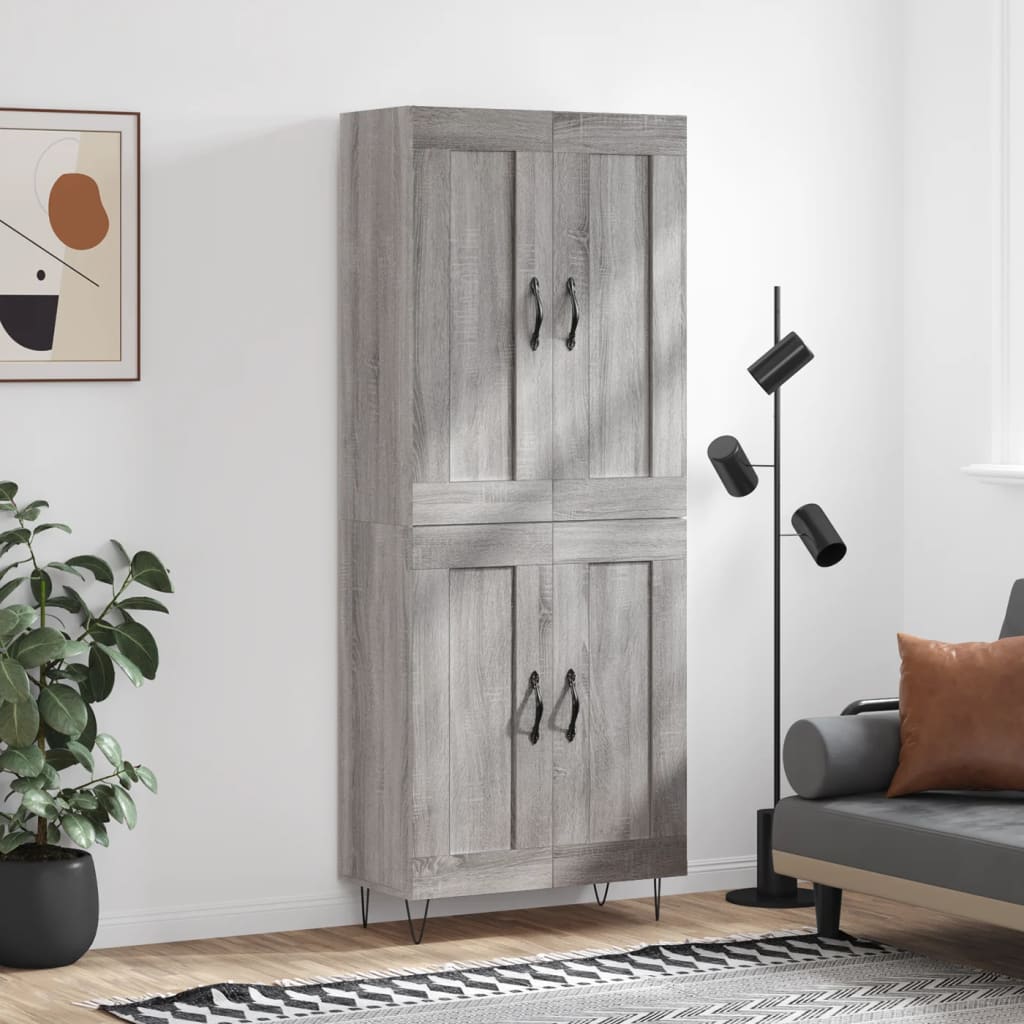 Armário alto 69,5x34x180 cm derivados de madeira sonoma cinza
