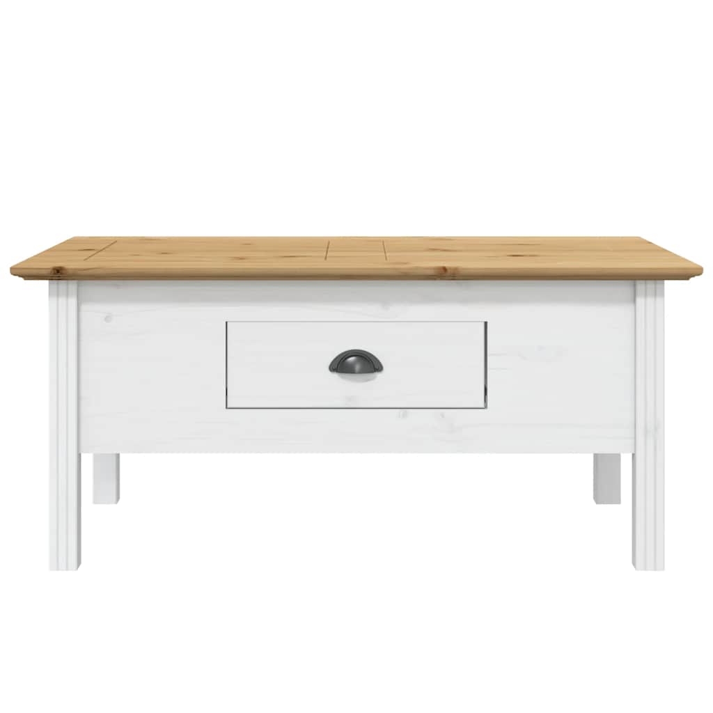Mesa de centro bodo 100x55x46 cm pinho maciço branco/castanho