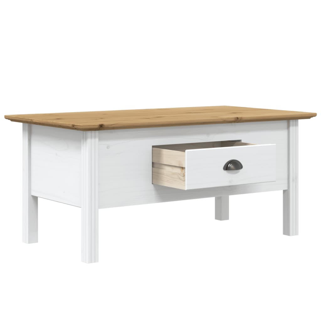 Mesa de centro bodo 100x55x46 cm pinho maciço branco/castanho