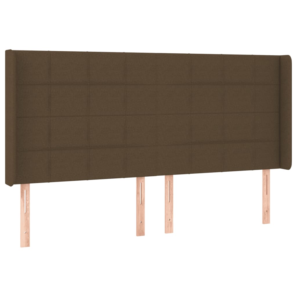 Cabeceira de cama c/ luzes LED tecido 203x16x118/128cm castanho
