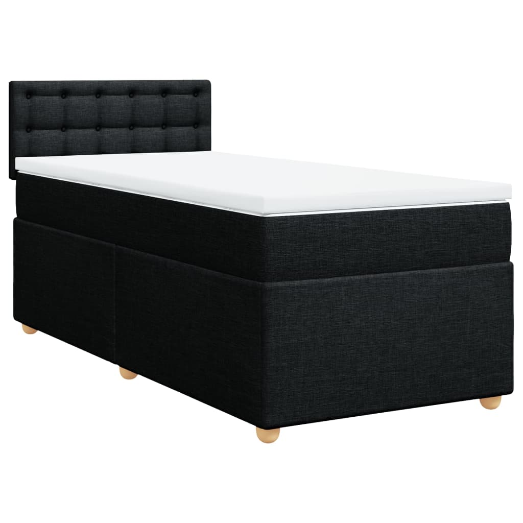 Cama com molas/colchão 90x190 cm tecido preto