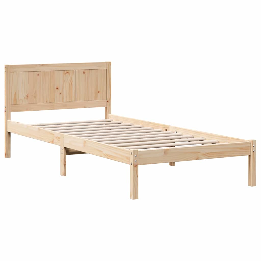 Estrutura da cama castanho 75 x 190 cm madeira de pinho maciça