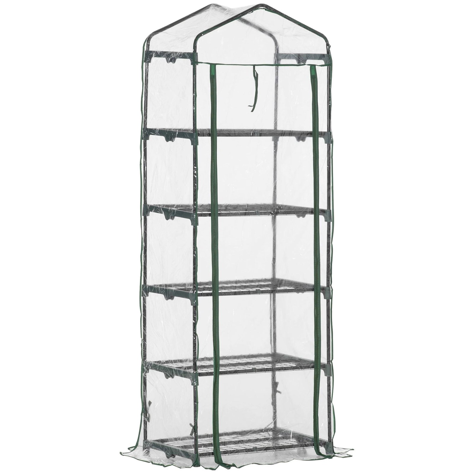 Estufa de Jardim Vertical 69x49x193cm com 5 Prateleiras Estufa para Plantas e Cultivos com Cobertura Transparente e Verde de PVC