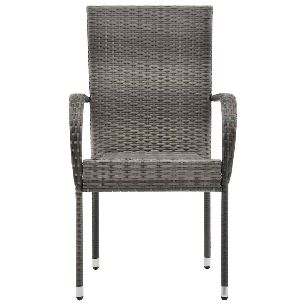 Cadeiras de exterior empilháveis 6 pcs vime PE cinzento