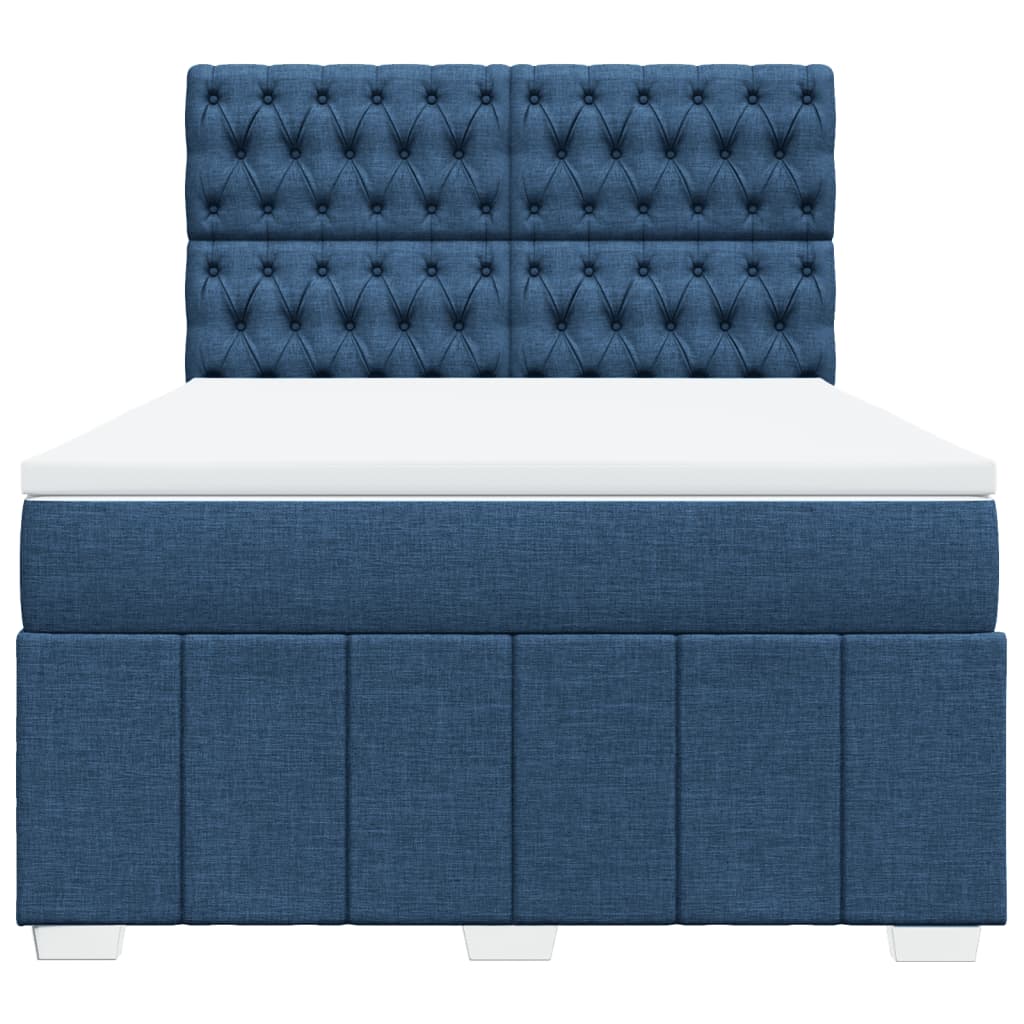 Cama com molas/colchão 140x200 cm tecido azul