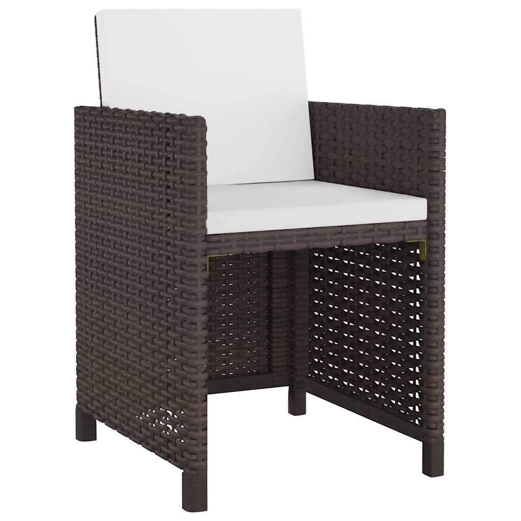11 Pcs conjunto jantar exterior com almofadões vime PE castanho