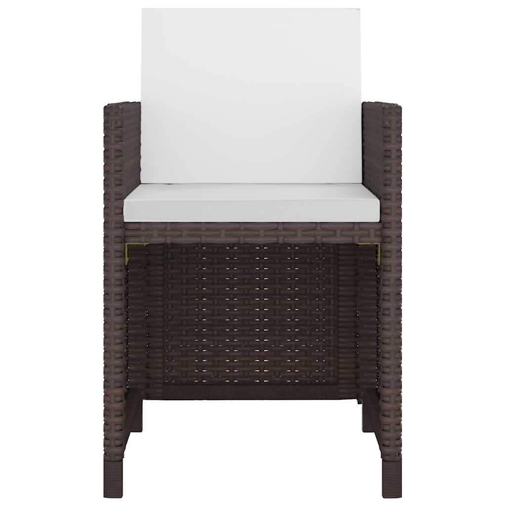 11 Pcs conjunto jantar exterior com almofadões vime PE castanho