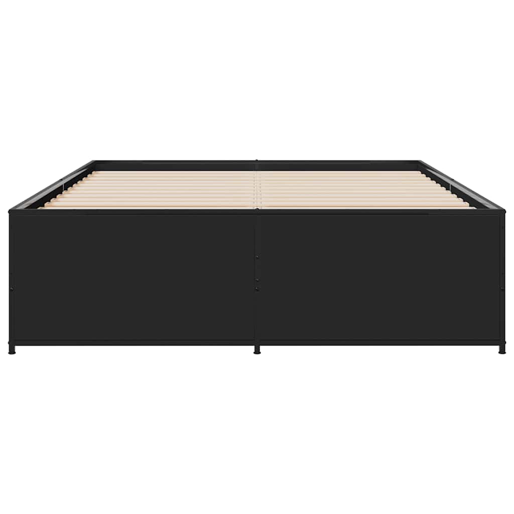 Estrutura de cama 135x190 cm derivados de madeira/metal preto
