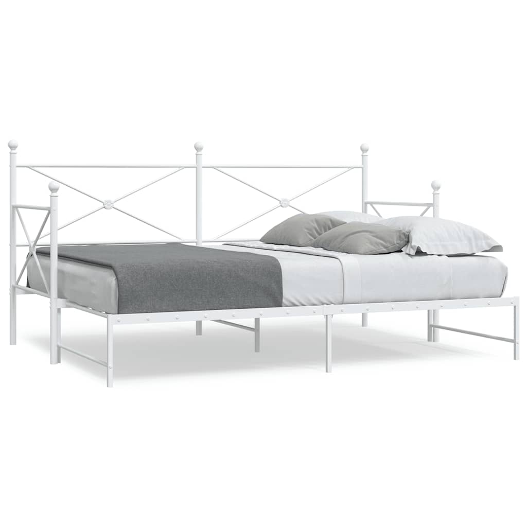 Cama de dia com gavetão sem colchão 80x200 cm aço branco