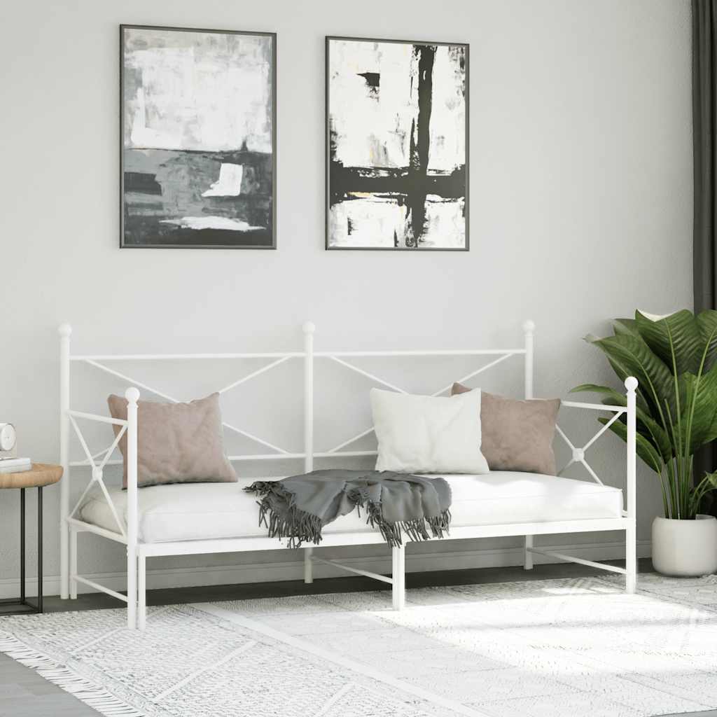 Cama de dia com gavetão sem colchão 80x200 cm aço branco