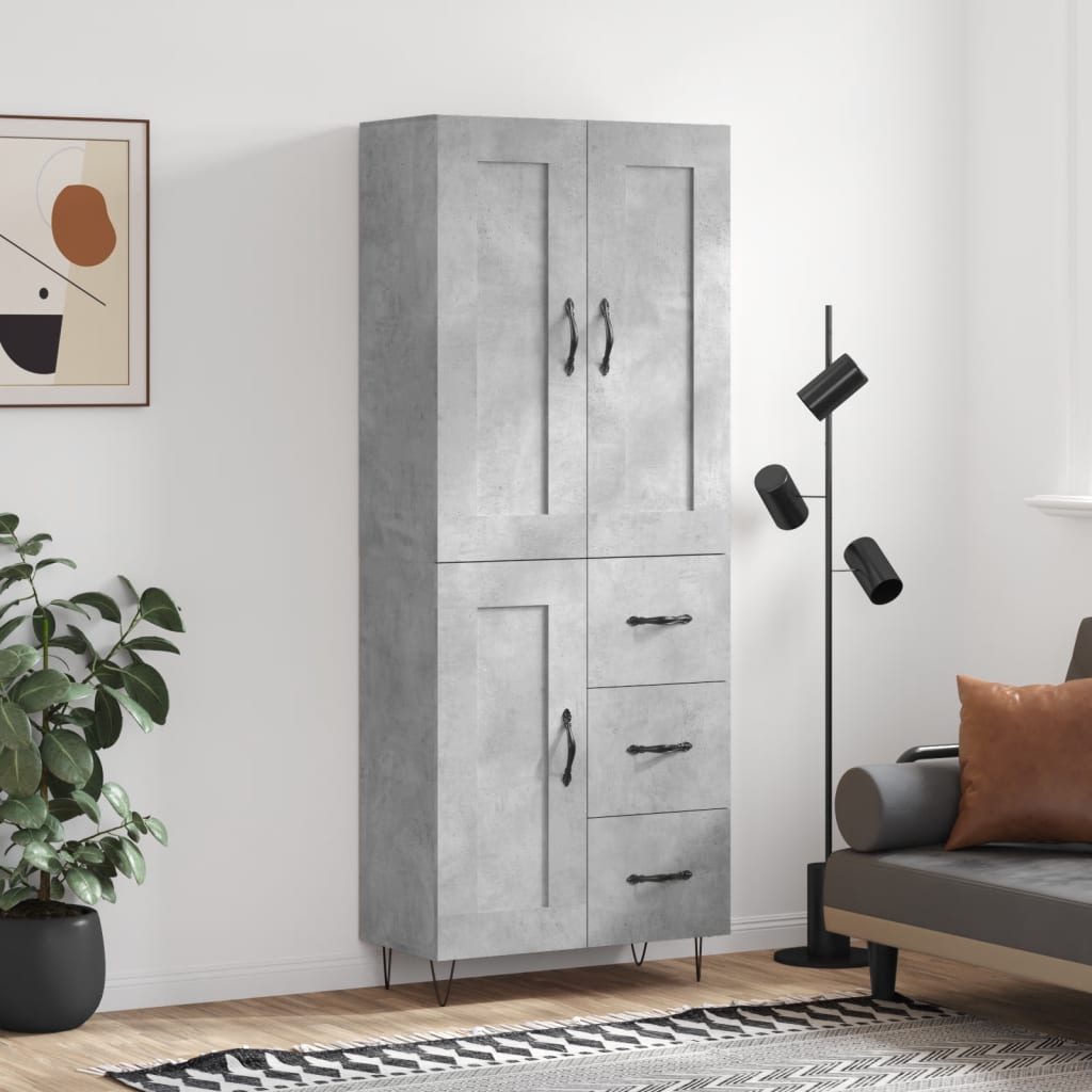 Armário alto 69,5x34x180 cm derivados de madeira cinza cimento