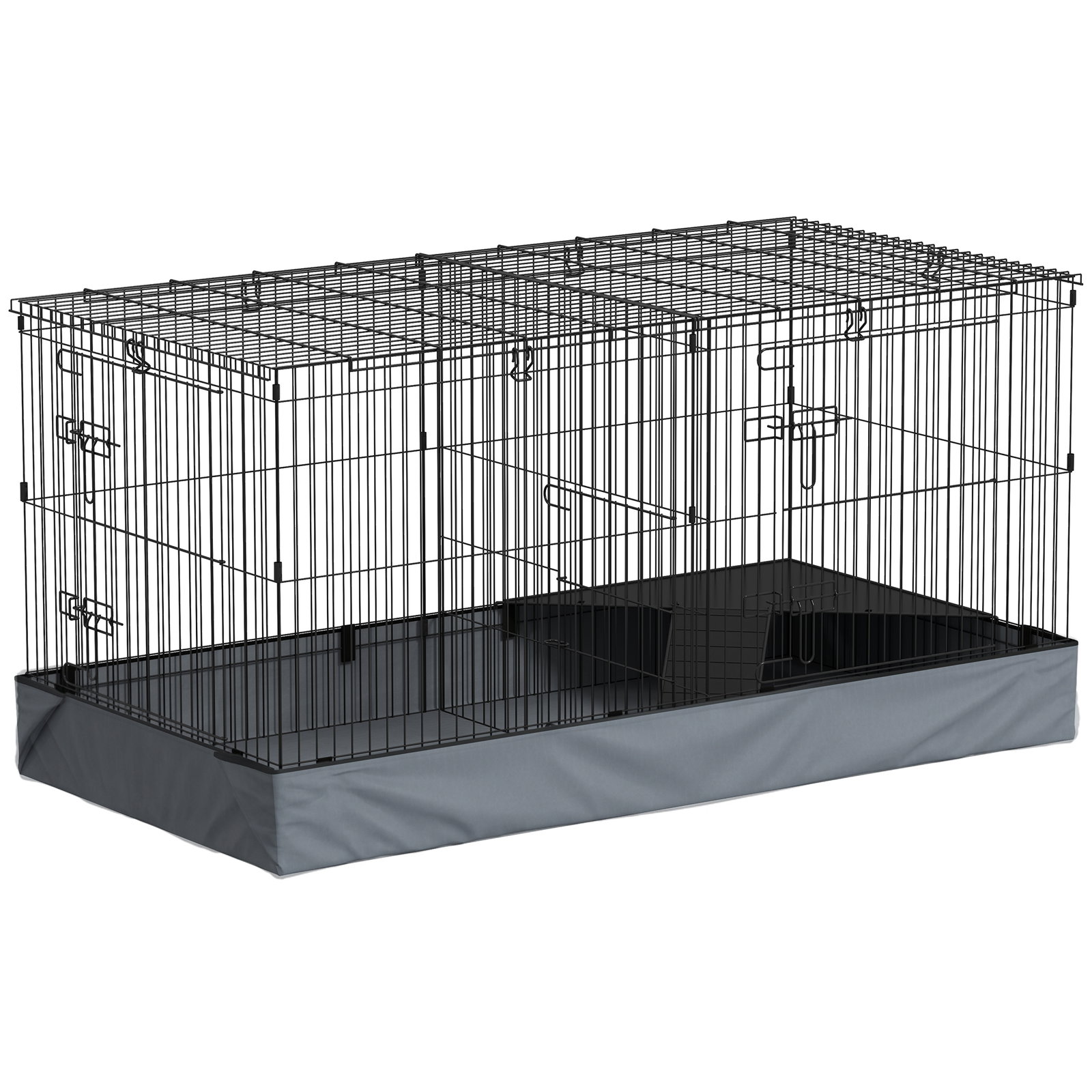 Gaiola para animais pequenos gaiola para roedores coelhos com tampa amovível recinto para cobaias ouriços 121x61x61 cm preto
