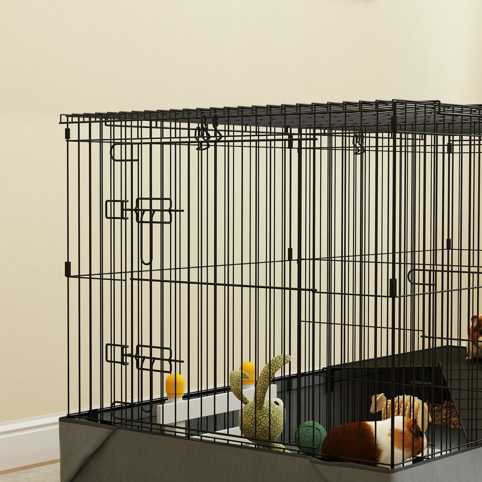 Gaiola para animais pequenos gaiola para roedores coelhos com tampa amovível recinto para cobaias ouriços 121x61x61 cm preto