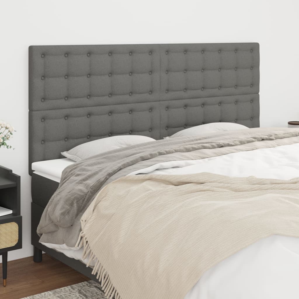 Cabeceira cinza escuro 200x5x118/128 cm tecido