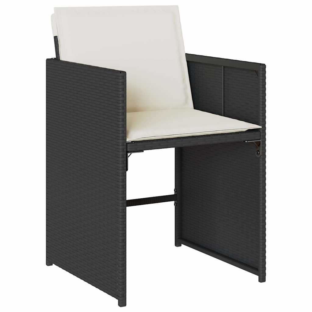 15 Pcs conjunto de jantar p/jardim com almofadões vime PE preto