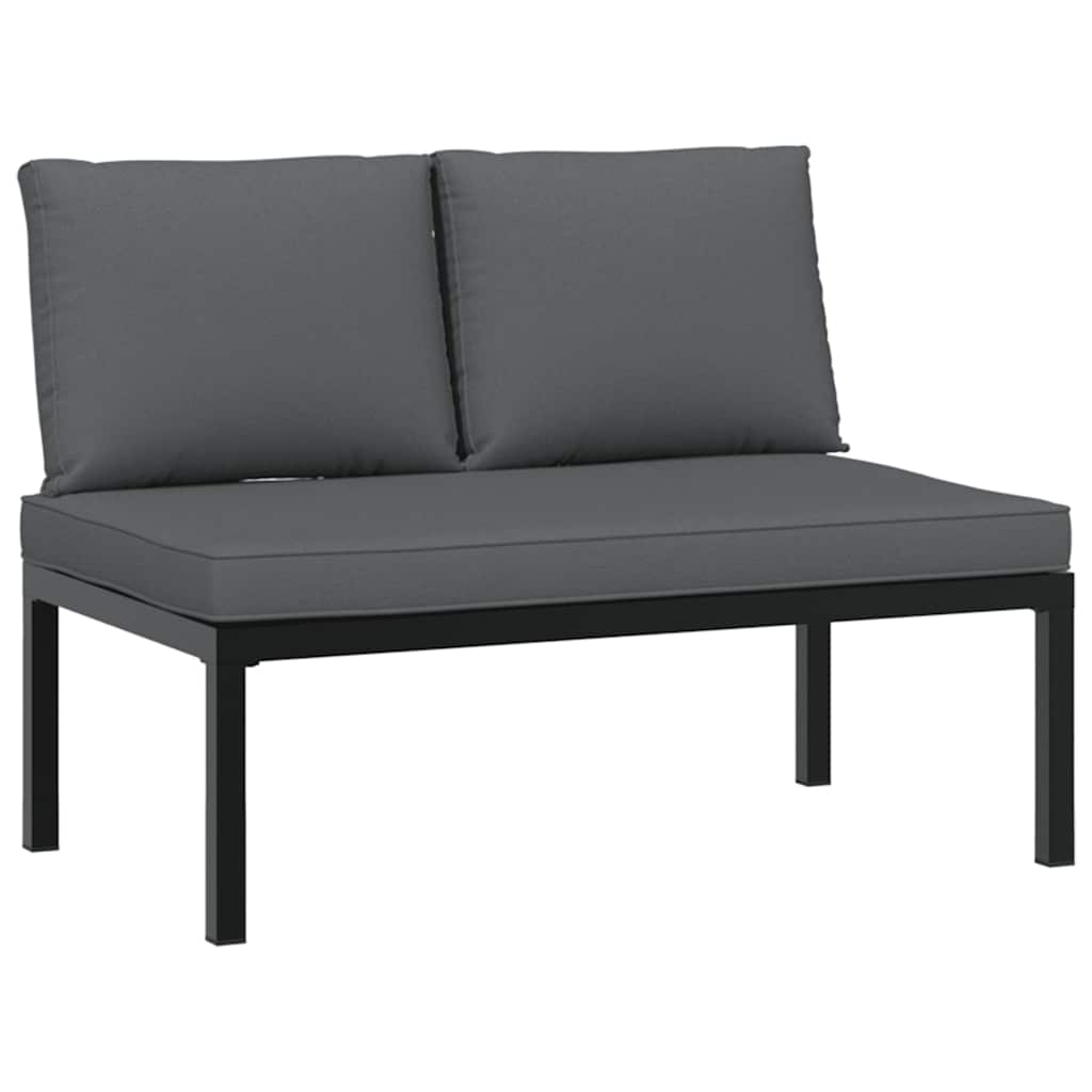 2 Pcs conjunto de sofás p/ jardim c/ almofadões alumínio preto