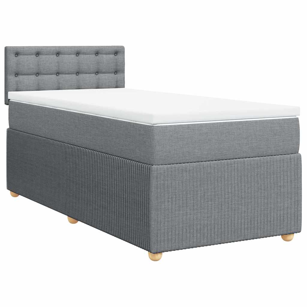 Cama com molas/colchão 90x200 cm tecido cinza-claro