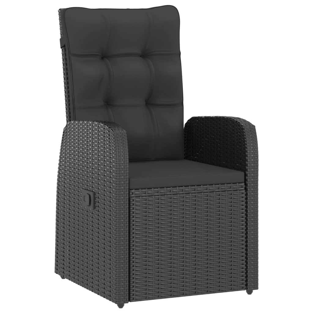 7 Pcs conjunto jantar exterior com almofadões vime PE preto