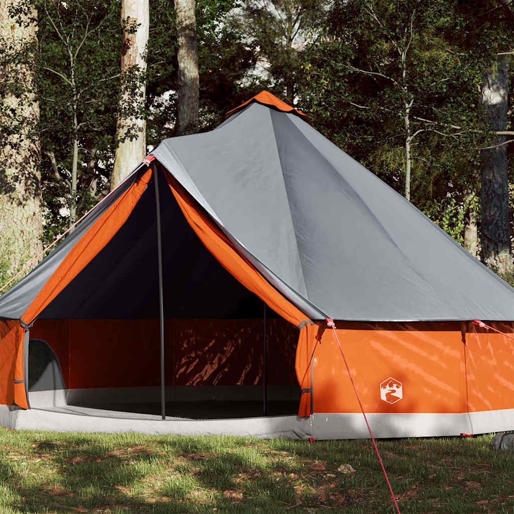 Tenda familiar tipi para 12 pessoas impermeável cinza/laranja