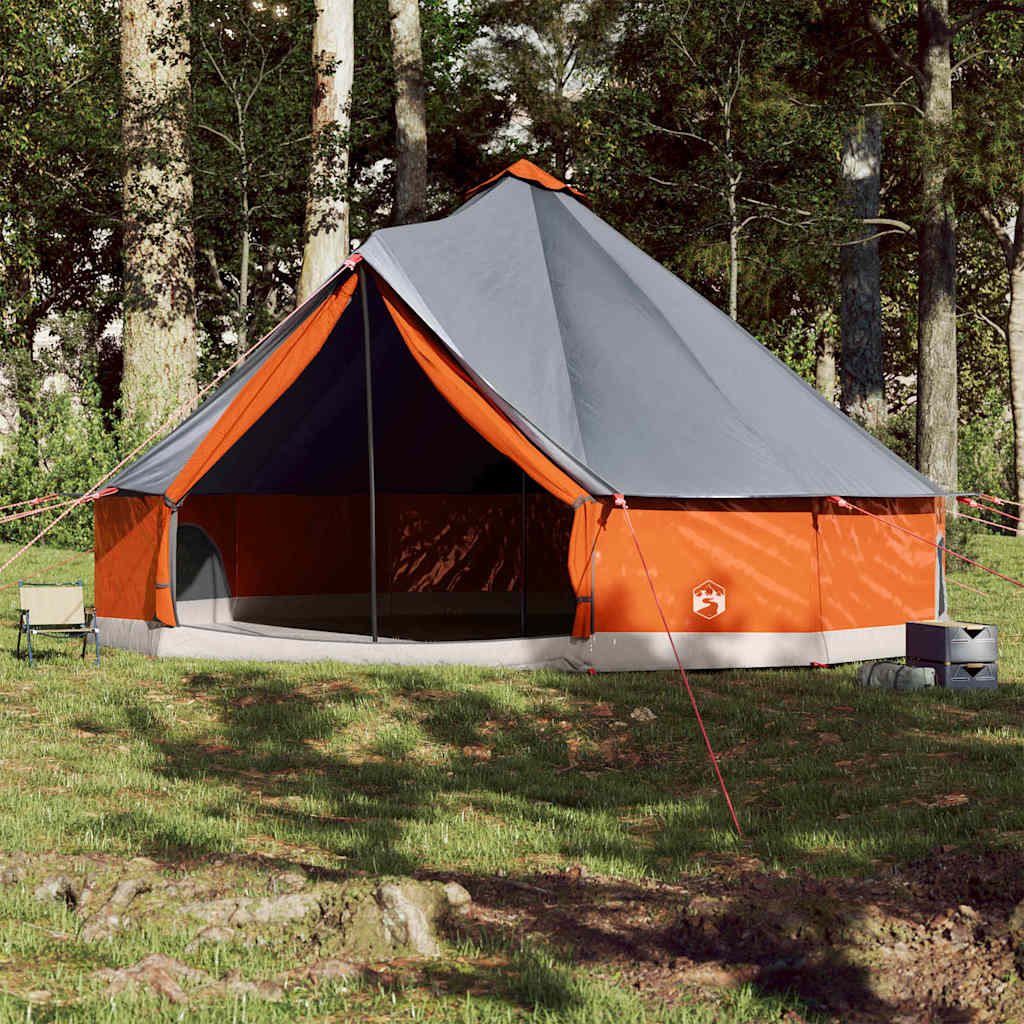 Tenda familiar tipi para 12 pessoas impermeável cinza/laranja