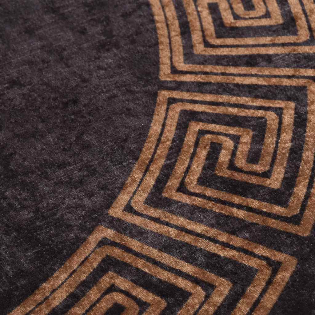 Tapete lavável φ120 cm preto e dourado