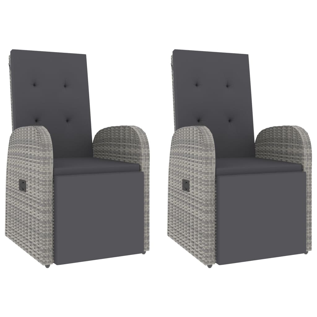 3 Pcs conjunto lounge de jardim vime PE/acácia maciça cinza