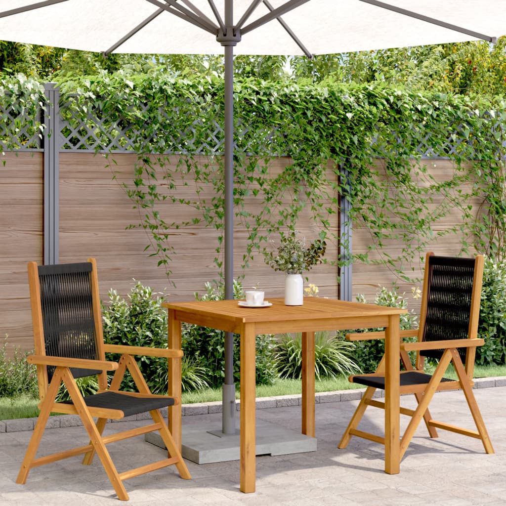 Cadeiras de jardim 2 pcs acácia maciça e polipropileno preto