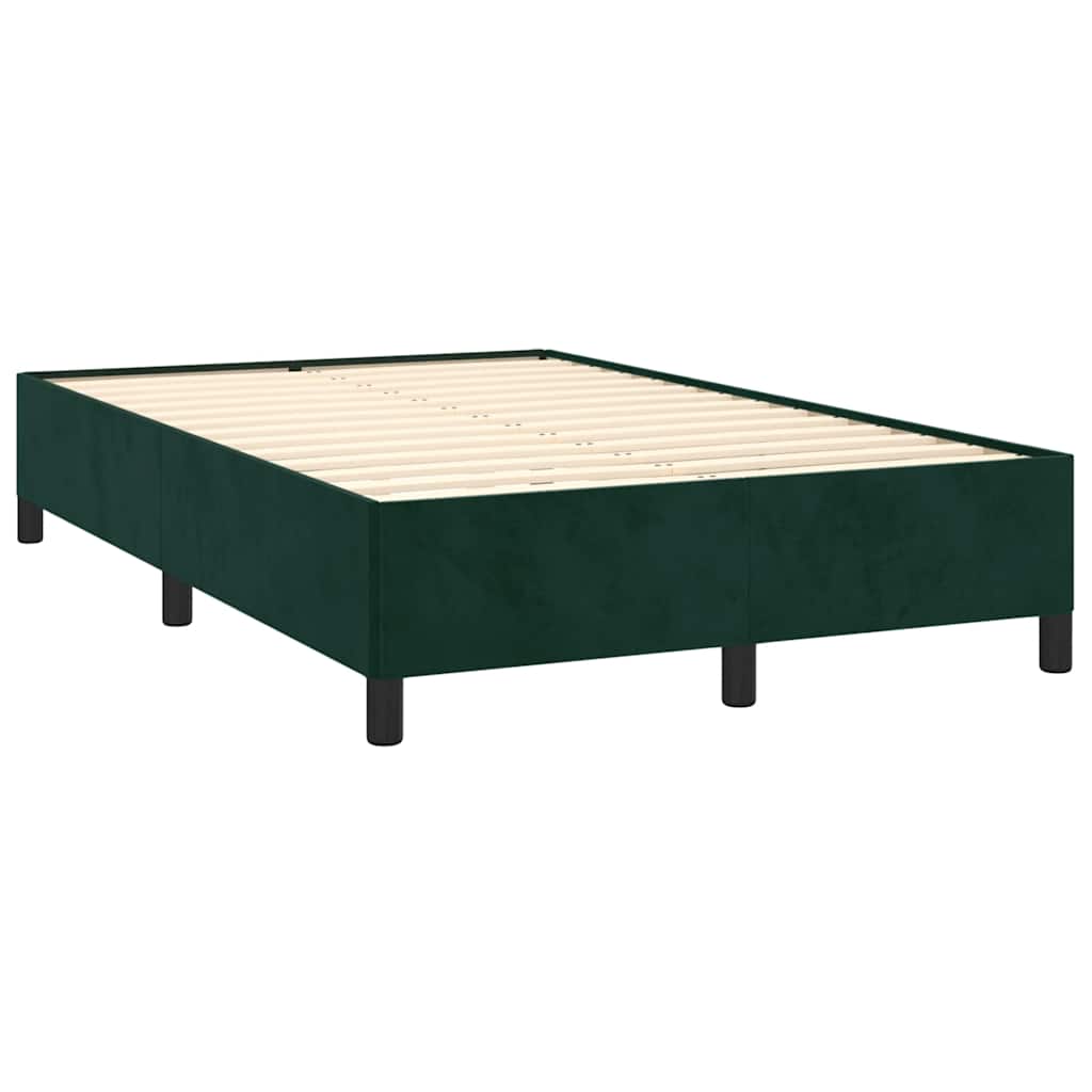 Cama boxspring com colchão 120x190 cm veludo verde-escuro