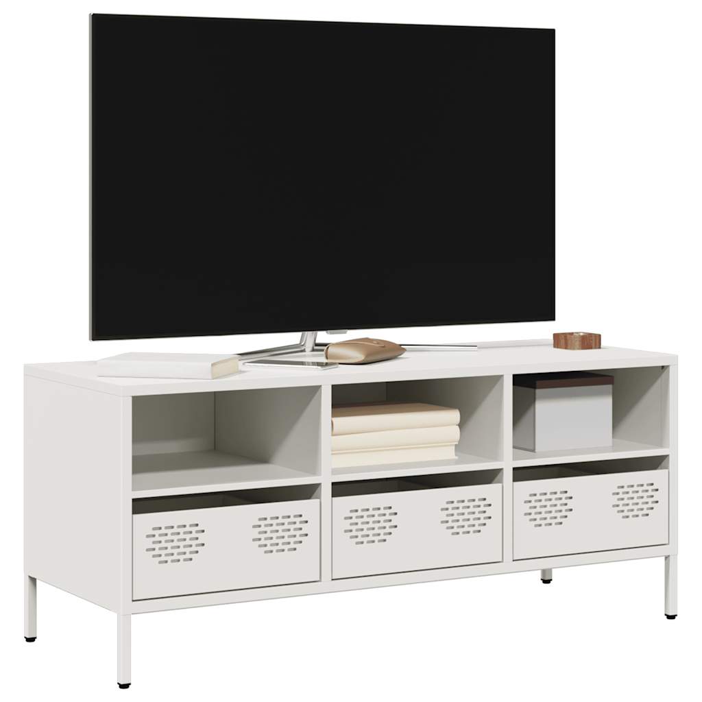 Móvel de TV 101,5x39x43,5 cm aço laminado a frio branco